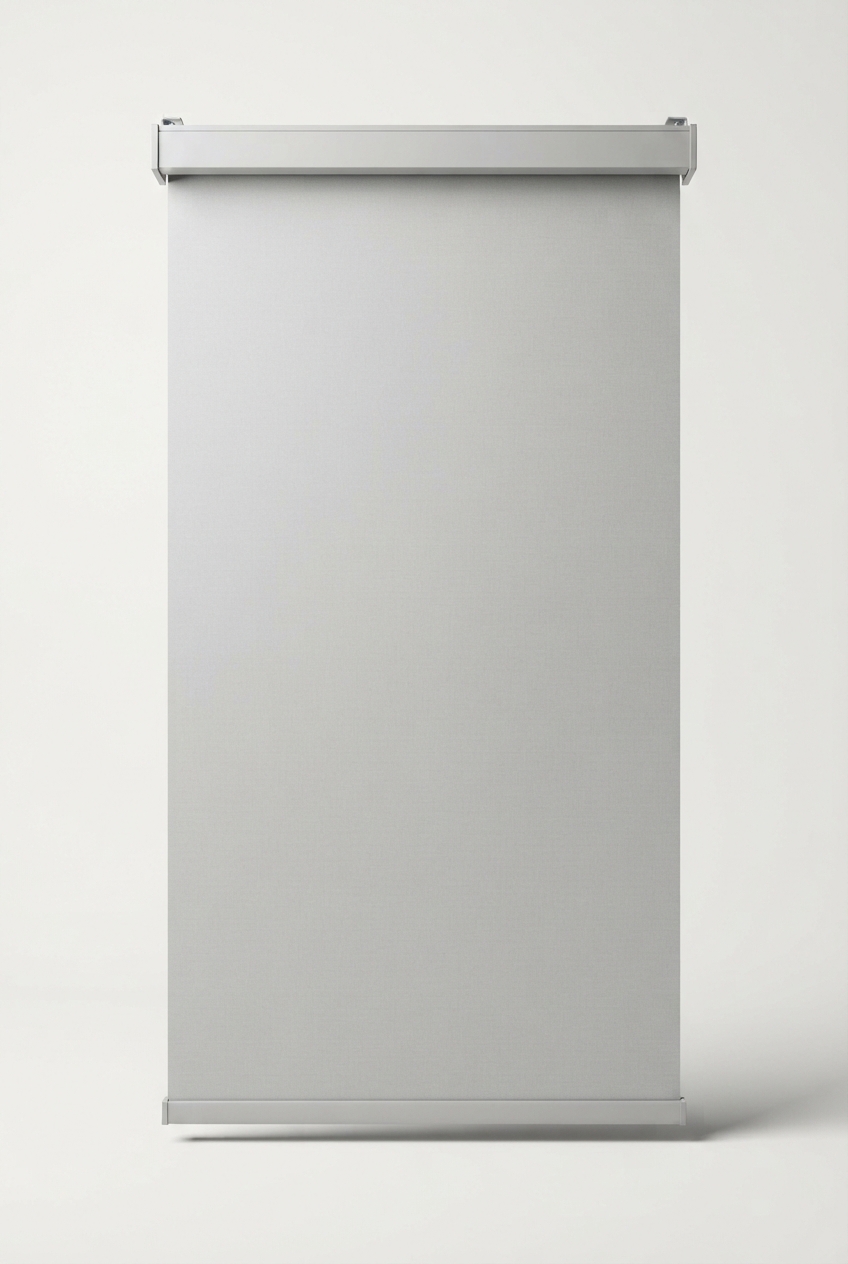 Light gray cordless light-filtering roller shade