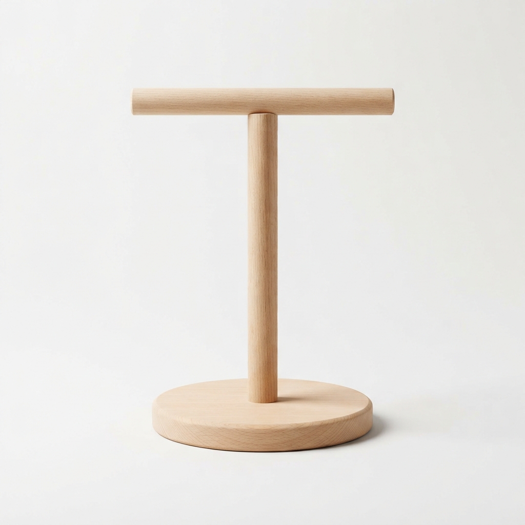 Minimalist bird training perch stand on outdoor-ready base