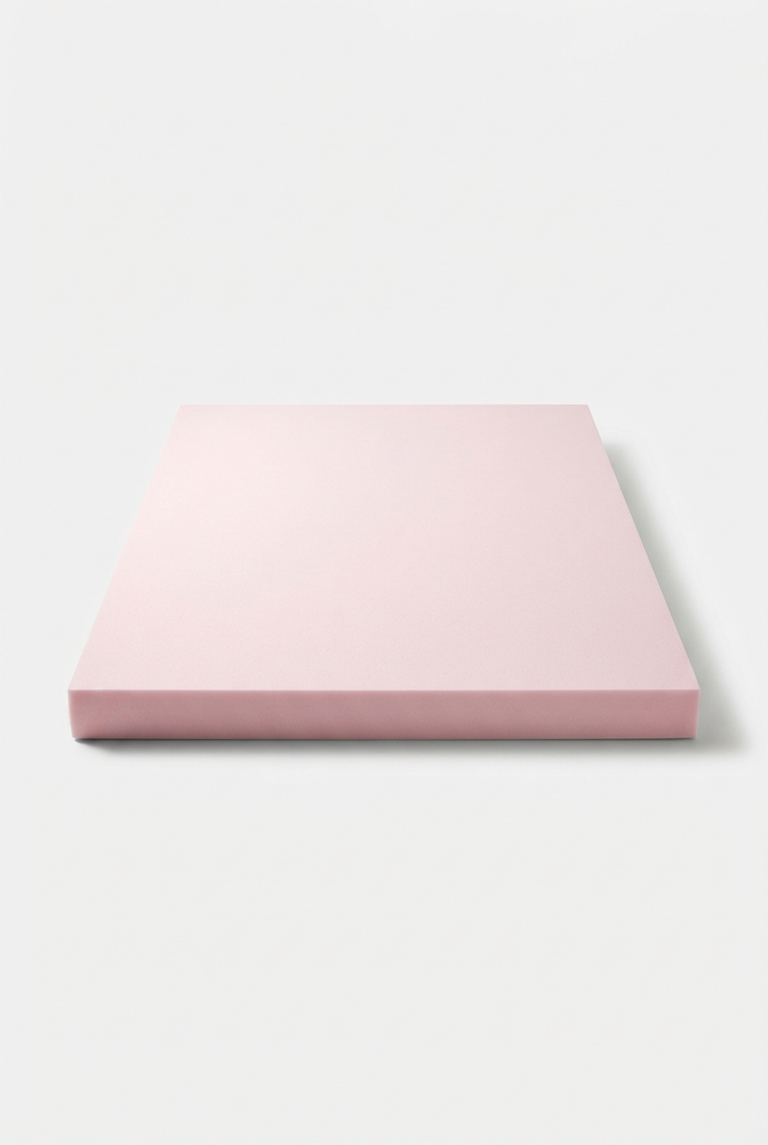 Lightpink queen foam mattress topper in studio