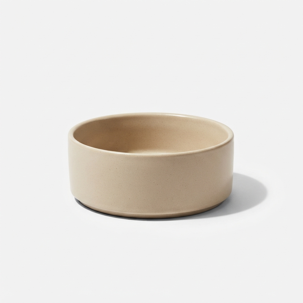 Beige raised ceramic cat bowl product photo