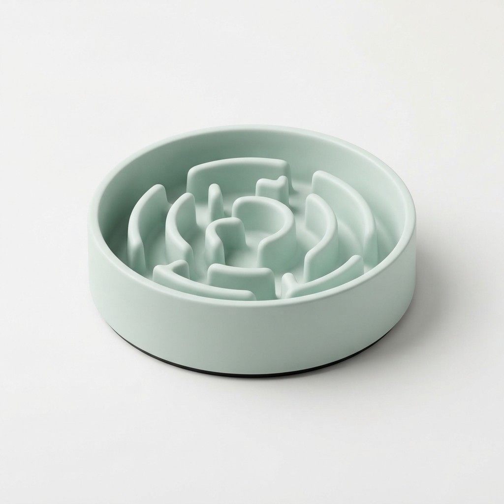 Mintcream gentle ridge cat slow feeder bowl product photo