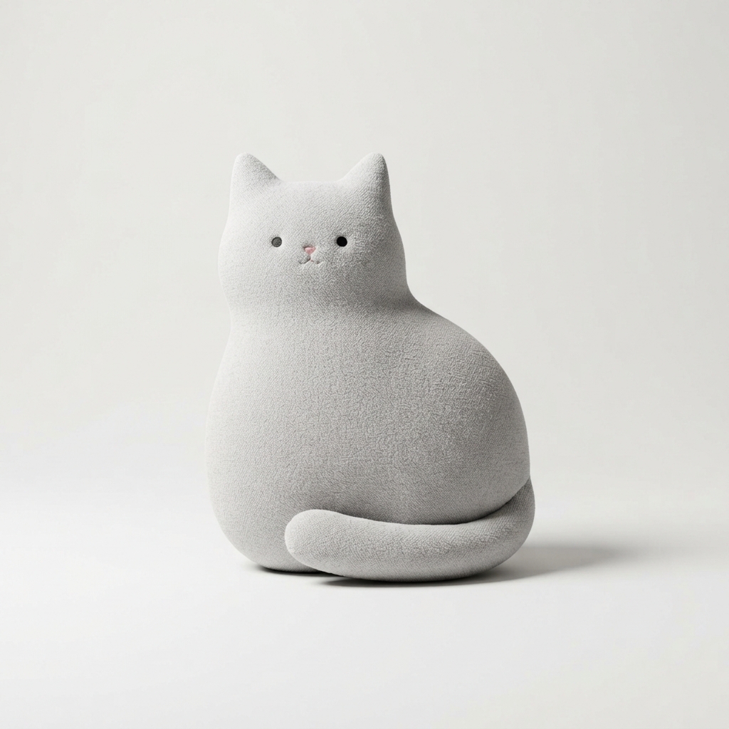 Soft lightgray cat plush pillow product photo