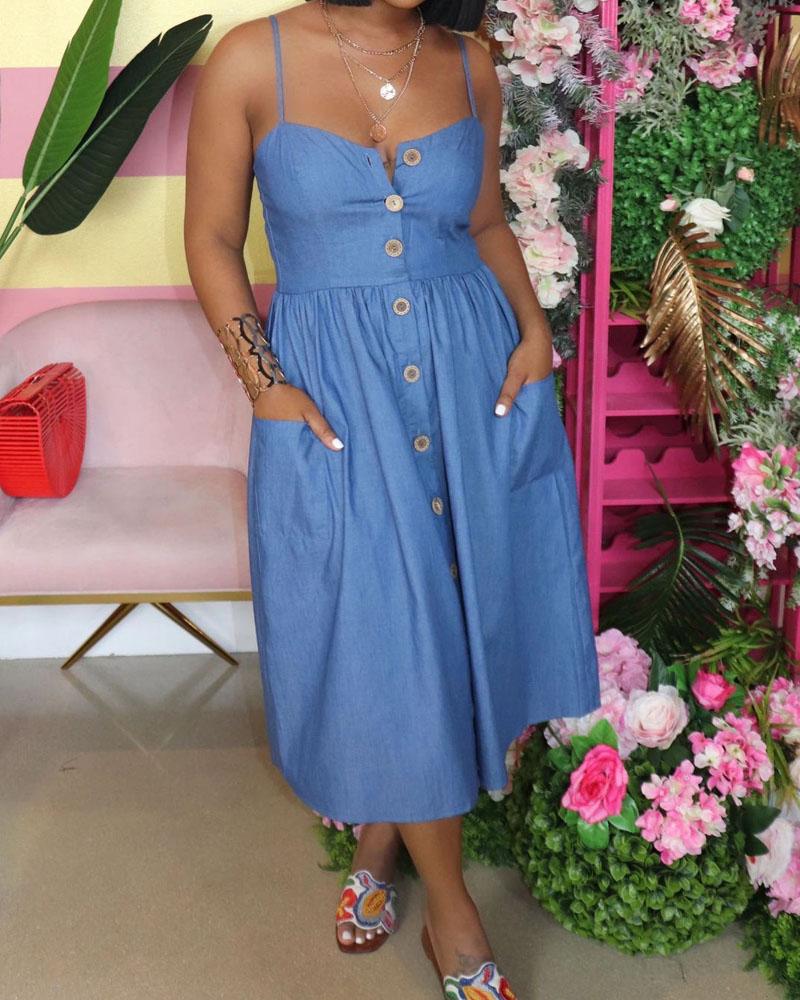 Casual Strapless Denim Dress