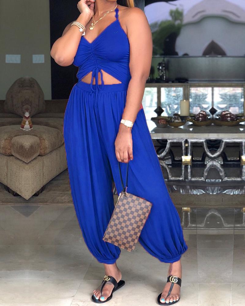 Halter Deep V-neck Jumpsuit - seo标题