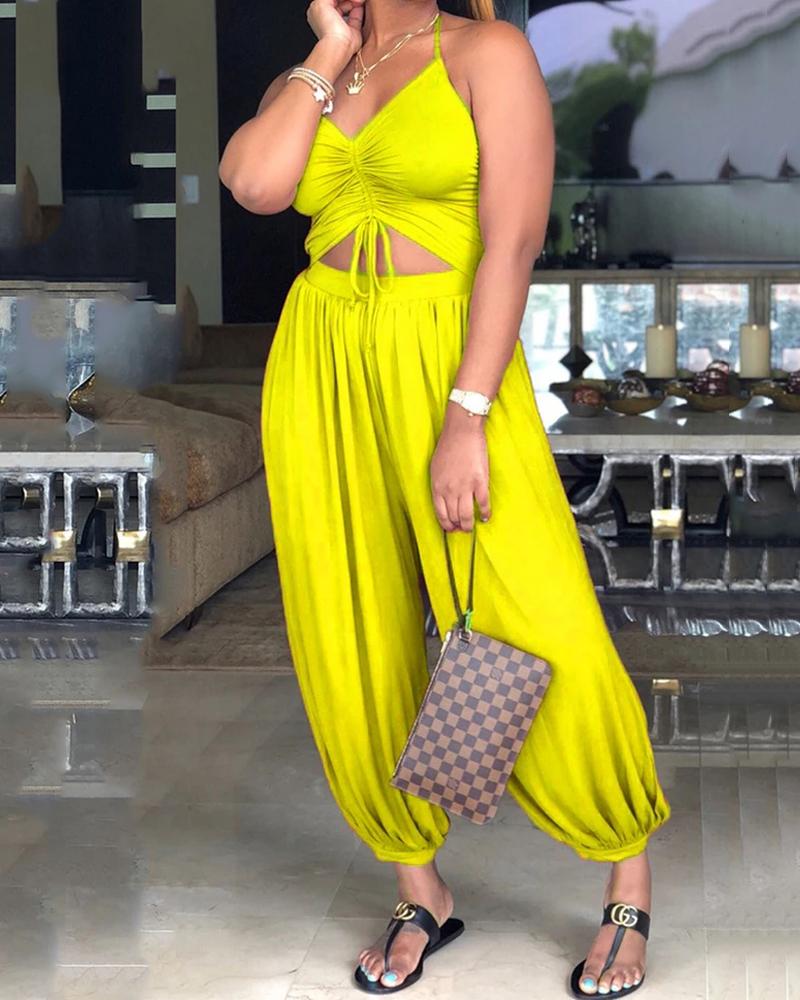 Halter Deep V-neck Jumpsuit - seo标题