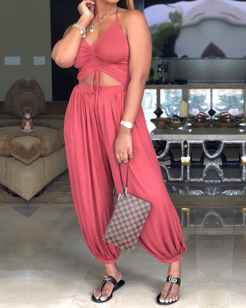 Halter Deep V-neck Jumpsuit - seo标题